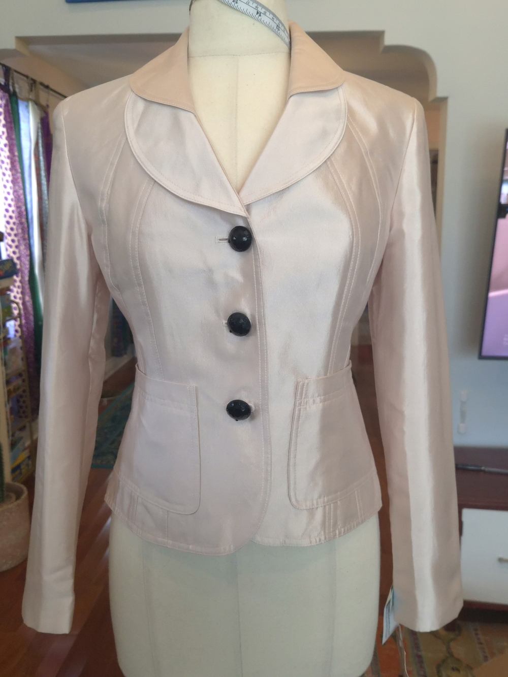 NWT Allen Schwartz Abs Cream Silk/Cotton Tailored Blazer